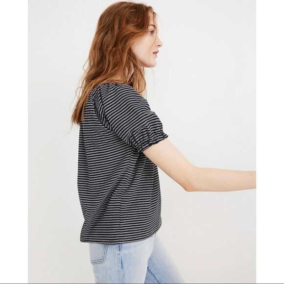 Madewell Texture & Thread Peasant Top in Stripe - Picture 2 of 8